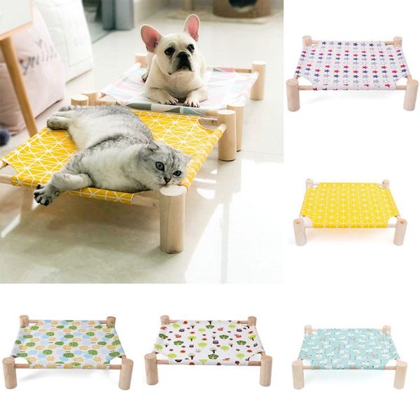 

cat beds & furniture cats small pet outdoor camp bed detachable hammock portable raised wood canvas house mat lounger shelf