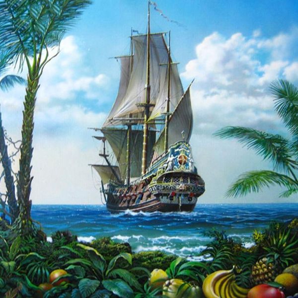 

diamond painting diy 5d full square scenic sailboat embroidery mosaic picture of rhinestones drop ship decor gift