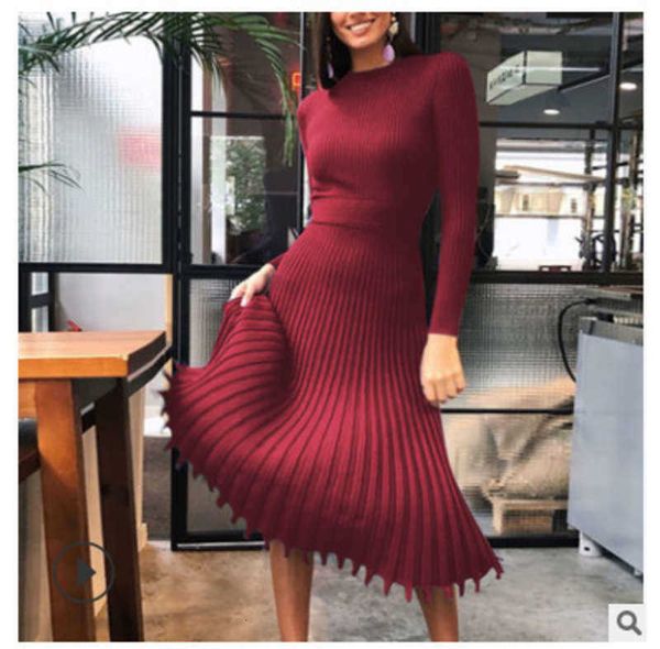 

standing dresses spring casual collar long sleeve pit stripe solid color big swing mid length slim dress, Black;gray