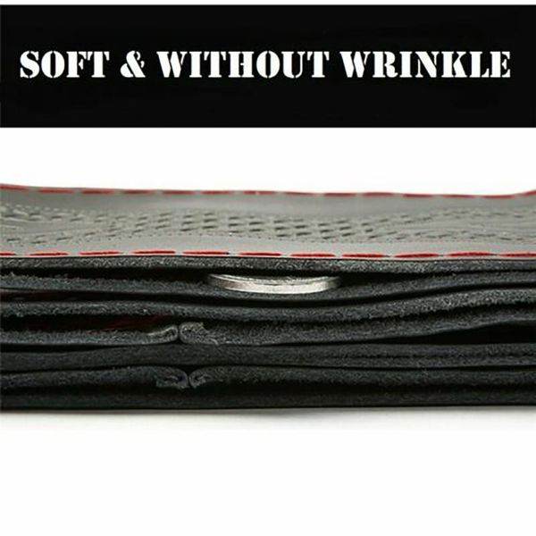 

steering wheel covers car cover leather anti-slip black red thread 37-38cm set