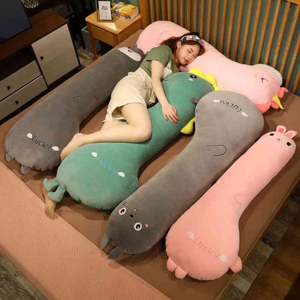 

cute dinosaur long bar bed girl sleeping clip leg plush doll washable pillow doll