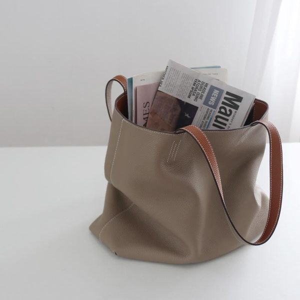 

evening bags xiaoning 2021 double faced imported leather togo shopping bag mamitote high capacity women's