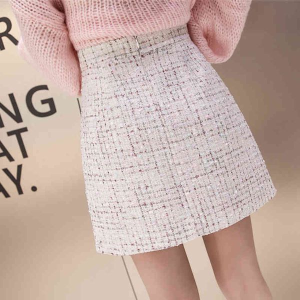 

skirts wet woman tweed half-length autumn high waist chess wollen borla short chic black bodycon a line skirt