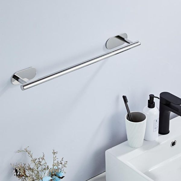 

towel racks bathroom 3m glue stainless steel bar wall-mounted rack self-adhesive hanging rail kitchen storage