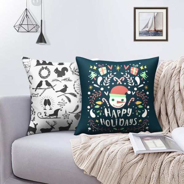 

pillow case fuwatacchi christmas theme pattern cover red cushion for home sofa couch chair decorative throw pillowcase