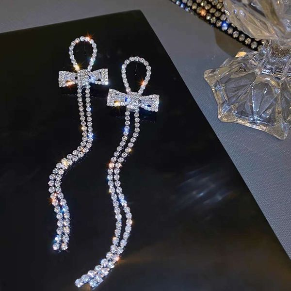 

2131811 bowknot new french tassel earrings for women 2021, Black