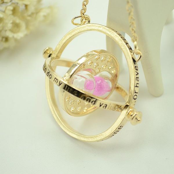 

gift geometric round hourglass magic feather double circle series time hat snitch charm necklace funnel rotation jewelry pendant necklaces, Silver