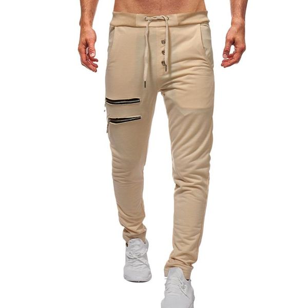 

men's pants vogue fashion casual outdoor fitness sports running drawstring long cotton warm and breathable wild, Black