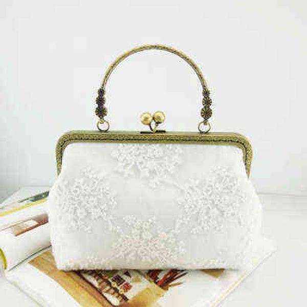 

women diy handbag lace decoration with metal clasp frame material set or finish