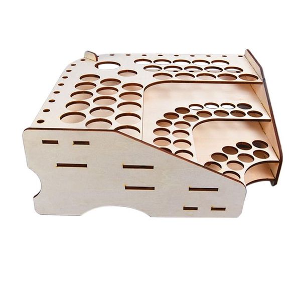 

paintings 81 hole wooden pigment bottle storage organizer color paint ink brush stand rack modular holder school