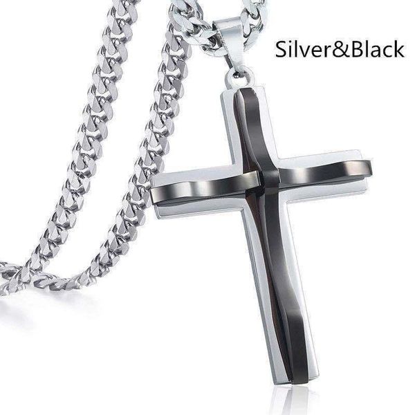 

pendant necklaces megin d punk vintage simple personality cross alloy for men women couple friend fashion design gift jewelry, Silver