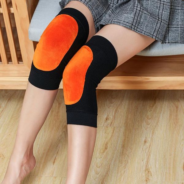 

elbow & knee pads 1 pair anti cold plus velvet leg warmer protector support breathable thickening kneepad #40, Black;gray