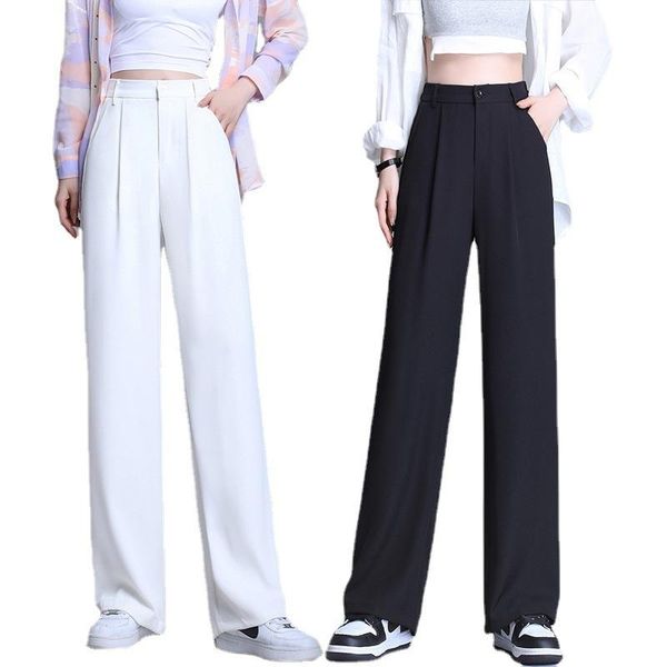

women's pants & capris s-5xl women black white wide leg fashion female spring autumn loose casual high waist long trousers ladies plus
