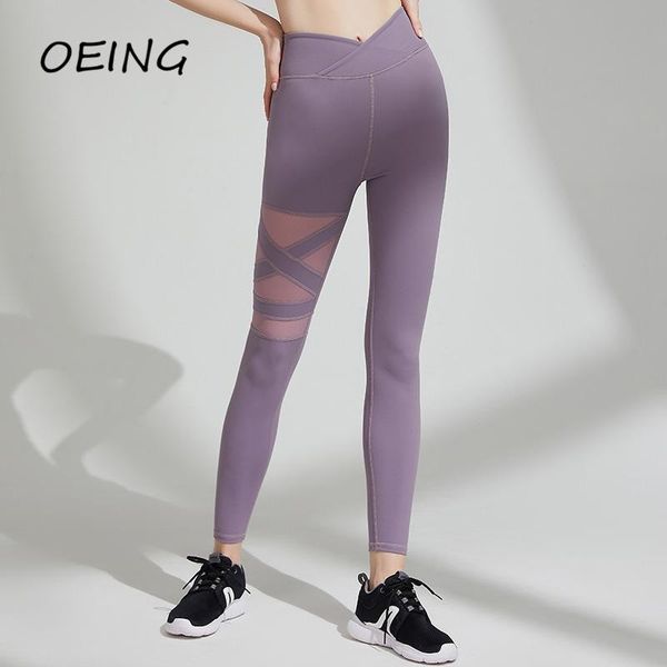 

yoga outfit women's pants high waist mesh patchwork seamless leggings plus size