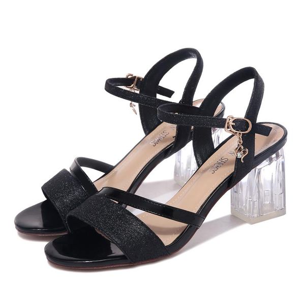 

dress shoes woman moolecole fashion women sandals lady square heels buckle strap for black golden 2-9311