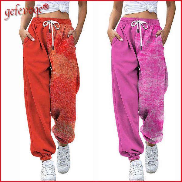 Moda Camou Print Joggers Calças Mulheres Casual Plus Size Streetwear Harajuku Calças Outono Inverno 2021 Sweatpants Ropa Mujer Y211115