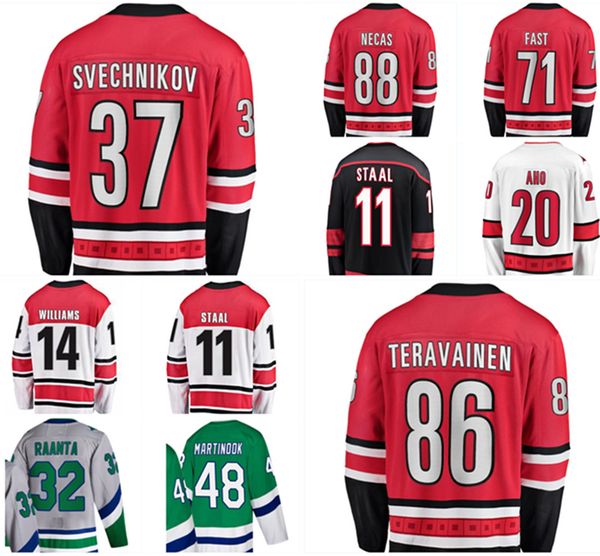 

2022 carolina sebastian aho hockey jersey andrei svechnikov teuvo teravainen ron francis staal williams necas car custom stitched men women, Black;red