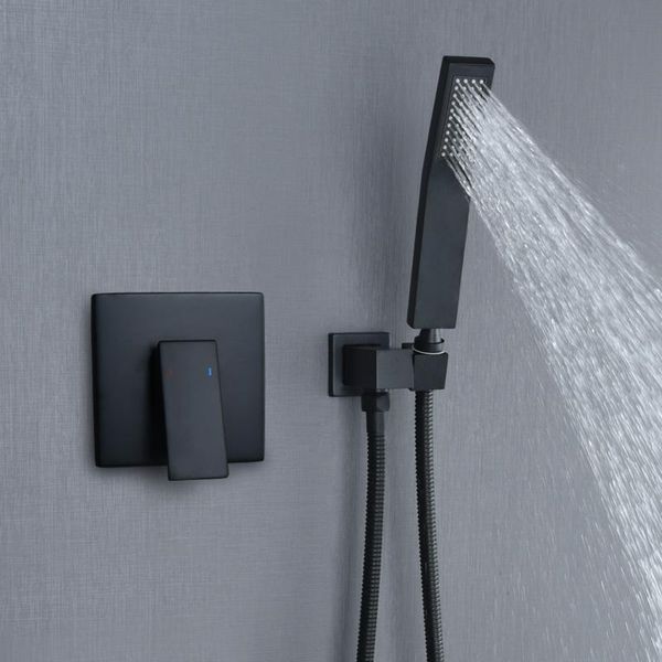 

bathroom shower sets brass black square rainfall head straight wall cold and mixer taps bathtub concealed system