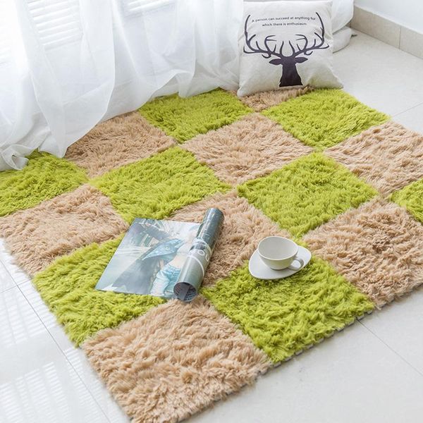 

carpets soft warm plush stitching velveteen foam mats 30*30 cm puzzle interlock floor for home living room decoration