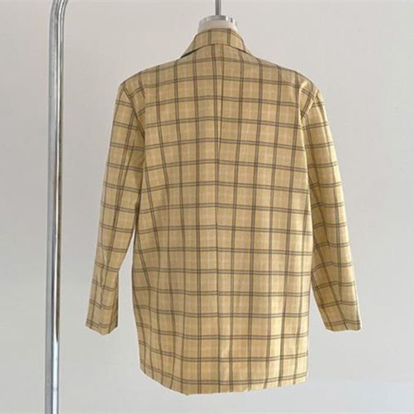 

women's suits & blazers hzirip suit collar vintage plaid blazer double breasted jackets autumn coat long sleeve women 1 26b1, White;black