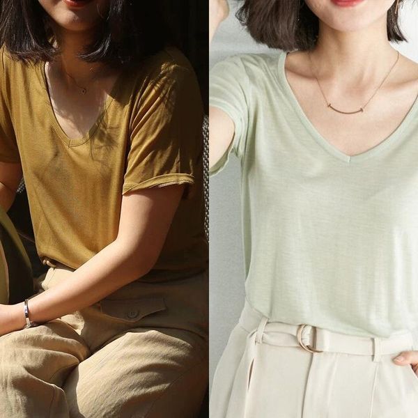 

silk t shirt white female short sleeve t-shirts casual summer clothes for women 2021 ropa mujer pph4178 women's t-shirt