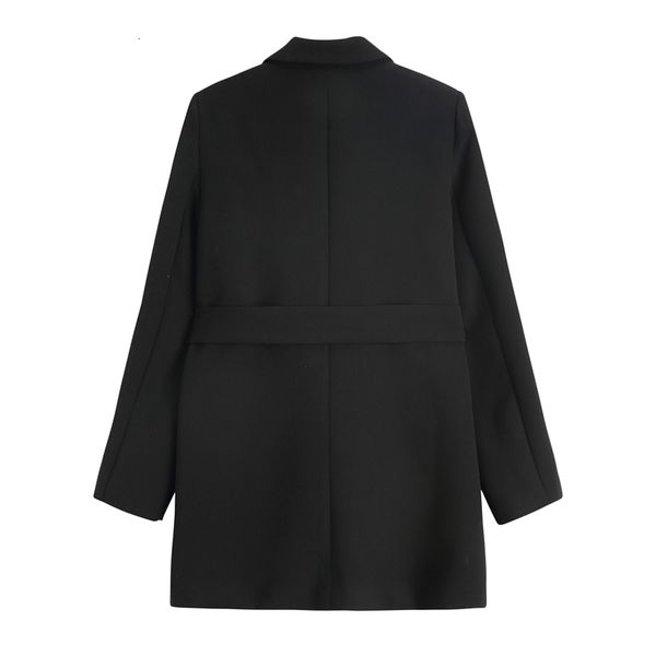 

women's leather & faux long-fashion black female blazer, raggedy jacket, long, casual sleeve, with loose pockets for spring, e0sh