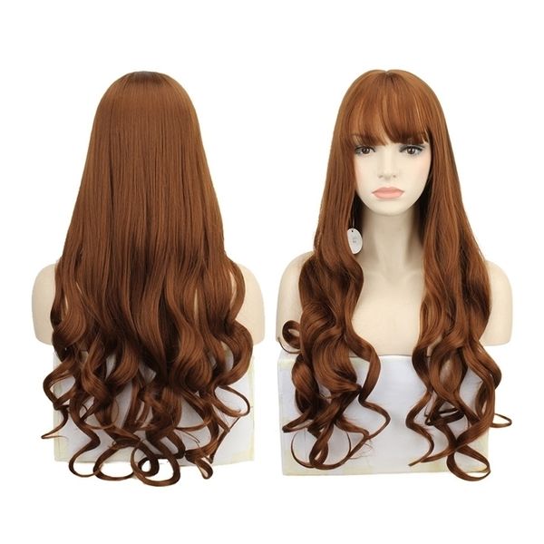 

fiber headgear female chemical long curly hair, Black