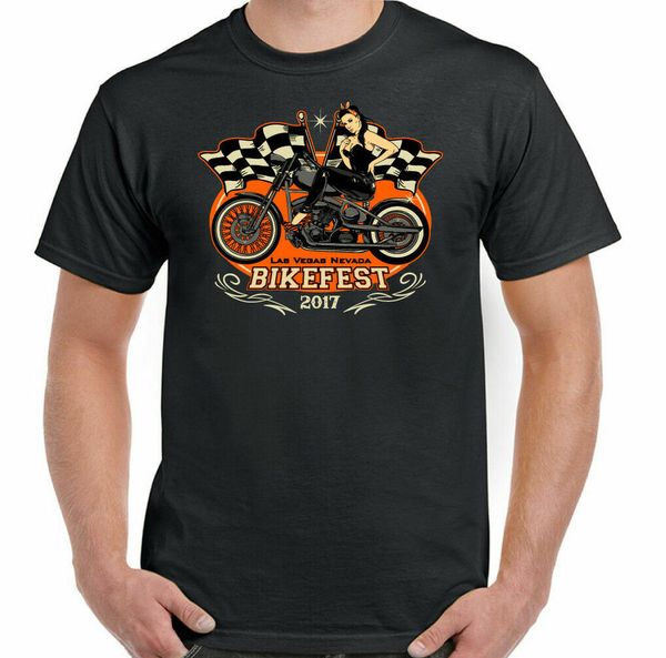 

biker t-shirt las vagas bike fest mens indian motorcycle motorbike, White;black