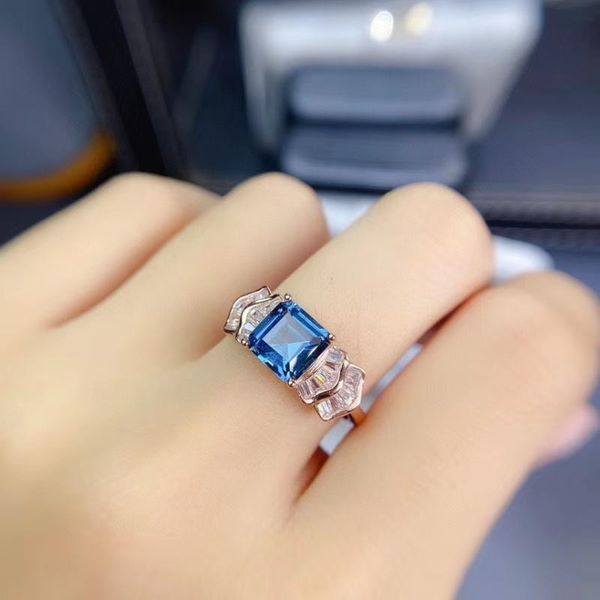 

cluster rings classic square natural z ring for women jewelry rose gold plated gem attractive engagement birthstone gift, Golden;silver