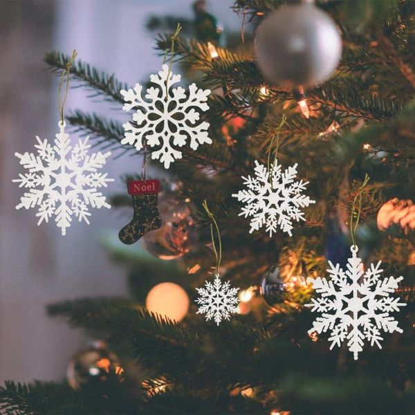 

12pcs plastic gold silver glitter powder snowflake 10cm xmas ornaments christmas tree decorative hanging pendant party decoration