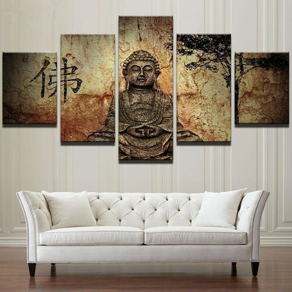 

paintings 5 panels abstract canvas painting buddhism buddha posters and prints wall art pictures for modern living room decor no frame