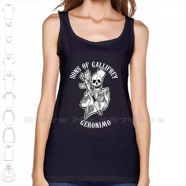 

sons of gallifrey black white sleeveless tank men women who tardis tv soa matt smith biker geek nerd, White;black