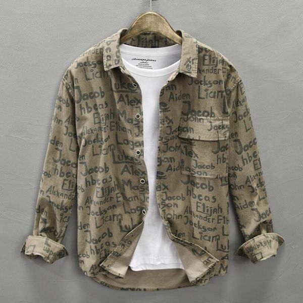 

men's casual shirts autumn and winter loose cotton print long sleeve shirt male fashion, White;black