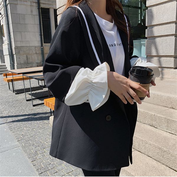 

brief formal office lady casual sailor collar large size elegant chic black women loose all match fashion blazers 210421, White;black