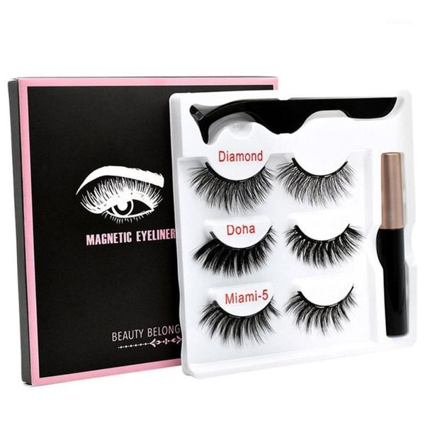 

magnetic false eyelashes eyeliner magnet eyelash set 3 pairs of + tweezers1