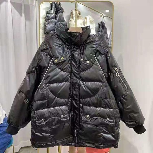 

women's down & parkas fashion women short hooded jackets black and pink 90% white duck bomber coats casual winter clothes