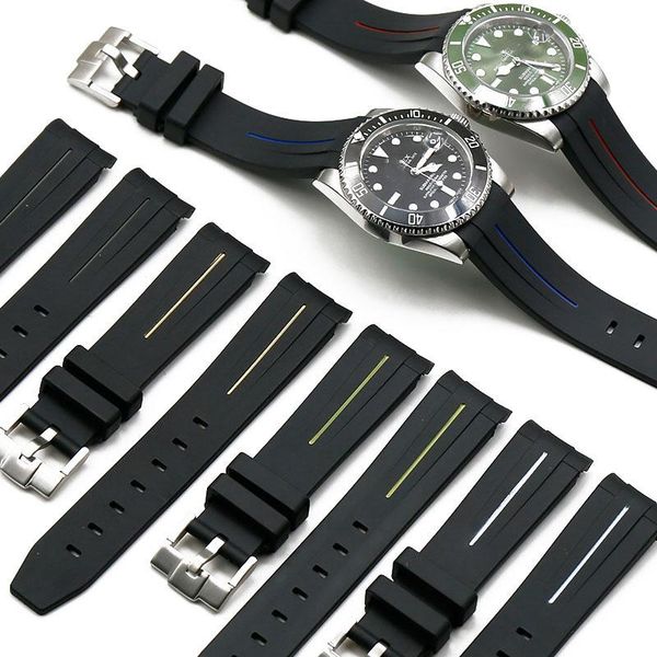 

watch bands silicone strap men's accessories pin buckle 20mm21mm for water ghost gmt rubber women's sports waterproof band, Black;brown