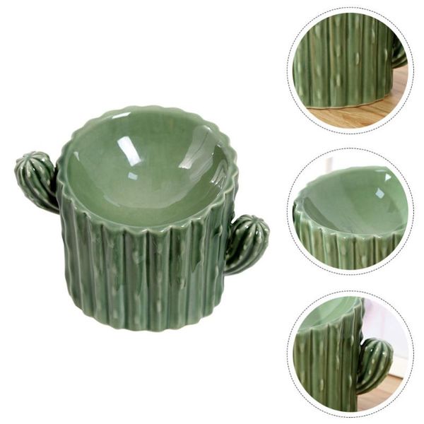 

1pc ceramic bowl pet feeder high feeding cat bowls & feeders