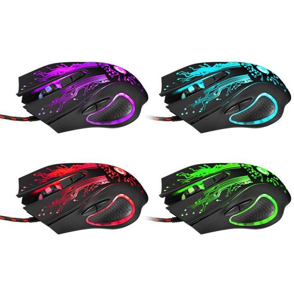 

mice fast ship 3200dpi led lights 6 keys usb wired gaming mouse optical for pc game players lovers