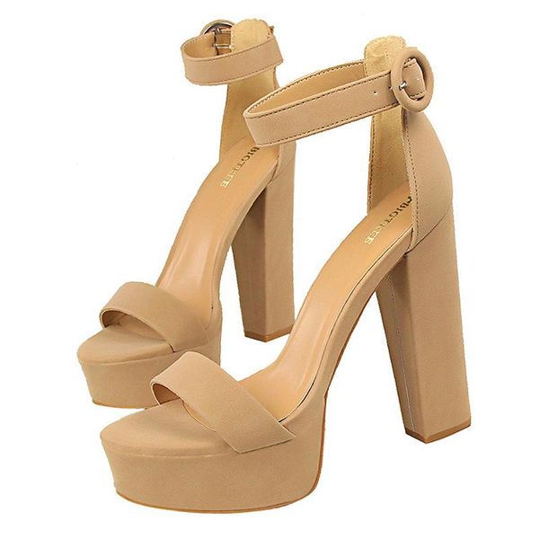 

dress shoes 2021 summer extreme 13cm high heels 4.5cm platform sandals women chunky pumps lady valentine block strap red, Black