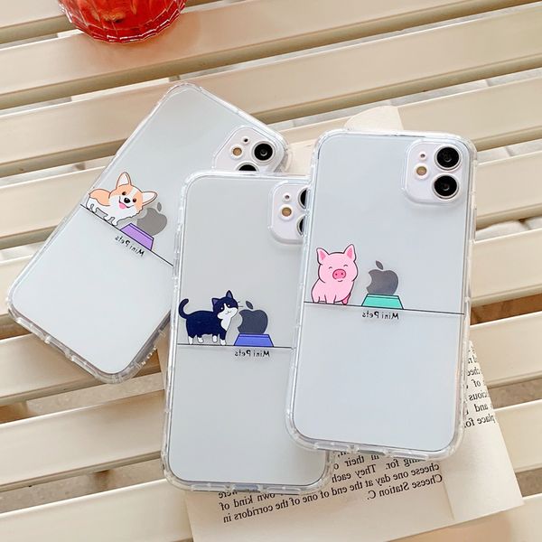 

iphone transparent soft silicon sheath, iphone 12, 11 pro max, x, xr, xs max, 7, 8 plus animal back cover