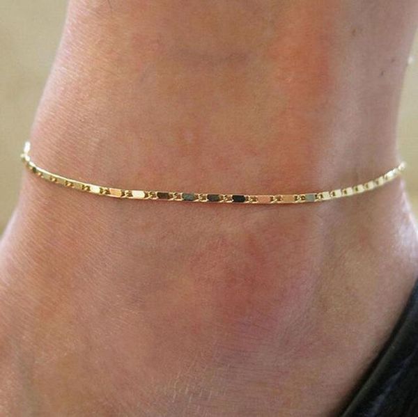 

anklets 2mm slim women men 585 gold color tobilleras de ouro foot jewelry thin link chains 21+3cm factory 18 k stamp, Red;blue