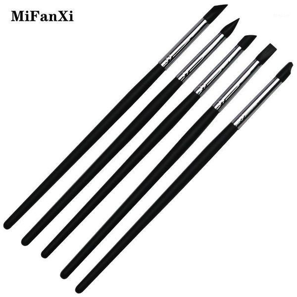 

5pcs nail art silicone pen brush carving emboss hollow pottery sculpture shaping clay dotting uv gel polish tools set manicure brushes1, Yellow