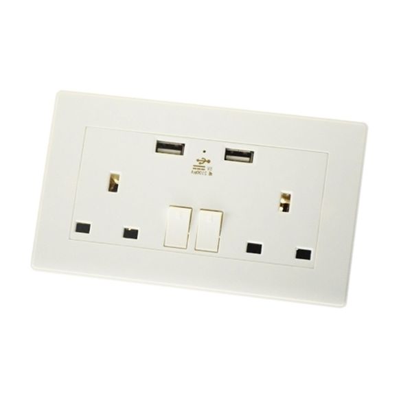 

straight double british three switch socket 118 type two hole usb wall plug