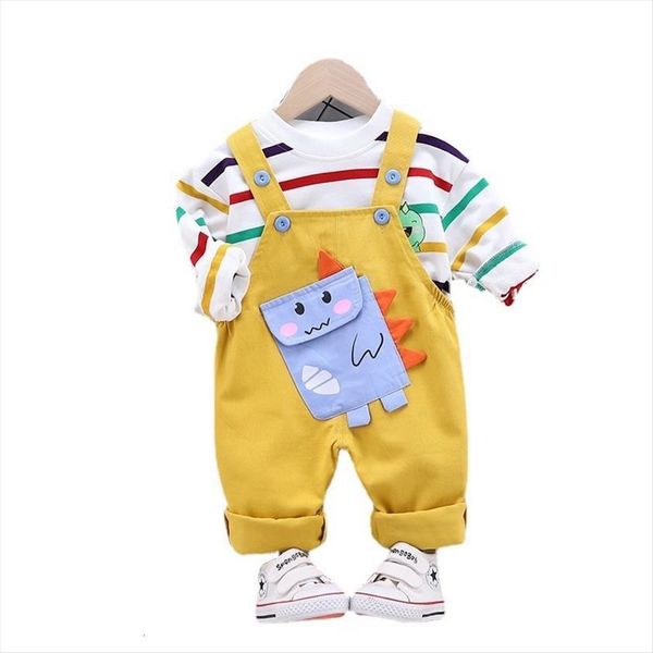 

spring autumn children cartoon clothes baby boys girls striped t shirt pants 2pcs sets kid infant costume toddler sportswear, White