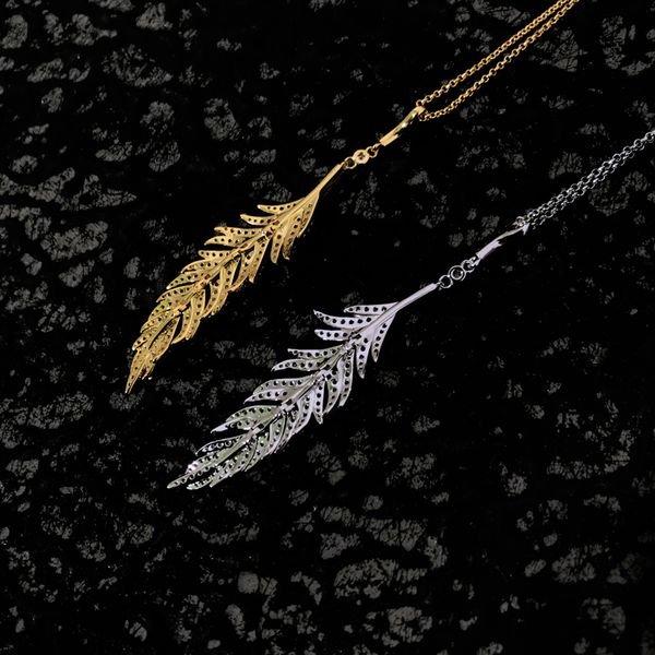 

s925 sterling silver feather pendant collarbone necklace for women cool style of personality trend luxury brand monaco jewelry give a birthd