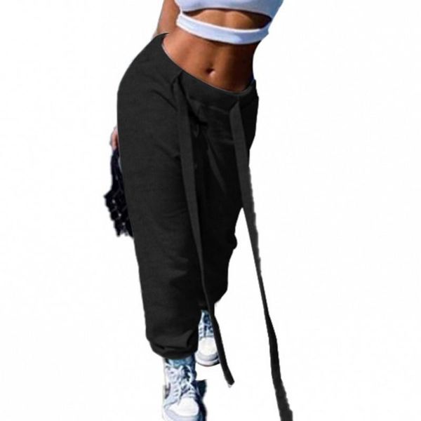 

casual black and gray harem pants women loose trousers with sashes 2021 spring autumn fashion streetwear female sweatpants women's & ca, Black;white