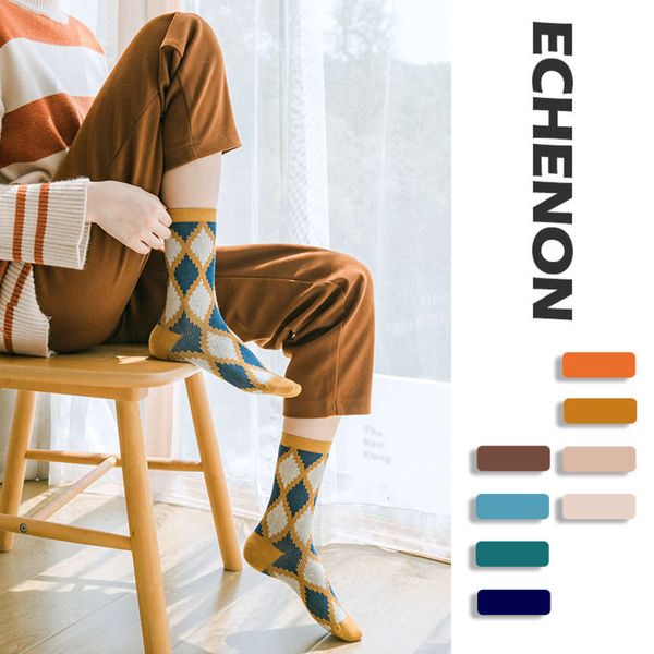 

autumn winter double way combed cotton middle lattice, Black;white