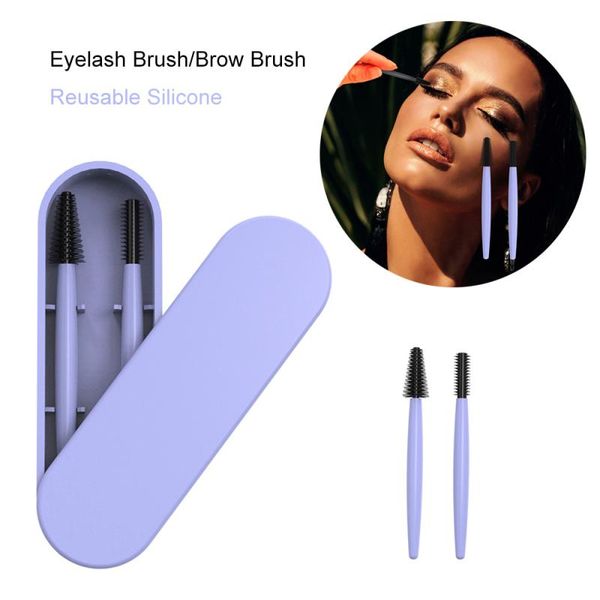 

eyelash curler 2pcs/box latest portable makeup brushes silicone handle mascara wands comb reusable extension tools