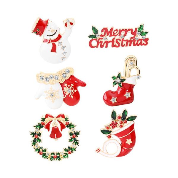 

pins, brooches 12pcs/lot christmas jewelry stocking bells snowman boutonniere tree brooch gifts for women, Gray